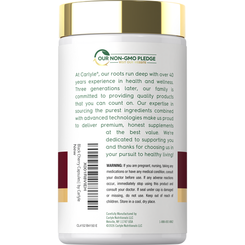 View 7 Back bottle label showing Our Non-GMO Pledge, Piping Rock quality statement, barcode, warning, and company information.