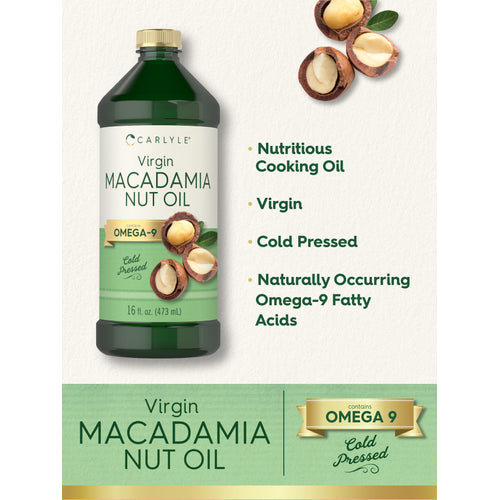 View 10 Graphic stating Nutritious Cooking Oil, Virgin, Cold Pressed, Naturally Occurring Omega-9 Fatty Acids,