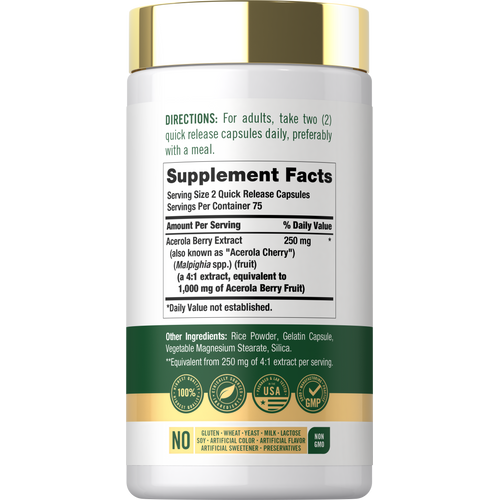 View 5 Carlyle Acerola Cherry 1000 mg, 150 quick-release capsules.