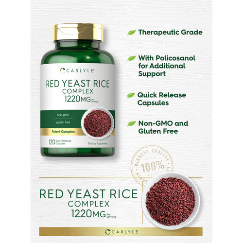View 9 Graphic stating Therapeutic Grade, With Policosanol for Additional Support, Quick Release Capsules, Non-GMO and Gluten Free