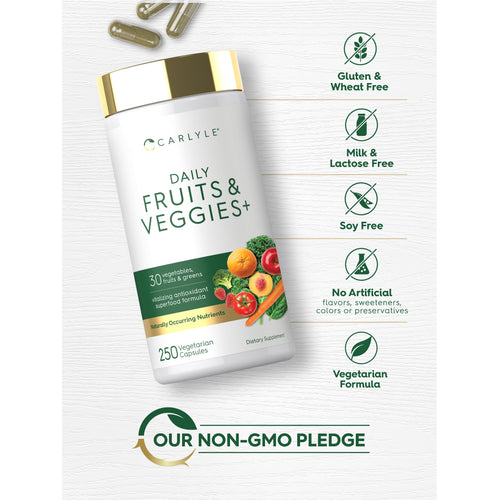 View 5 Fruits & Veggies bottle: Gluten & Wheat Free, Milk & Lactose Free, Soy Free, No Artificial Flavors/Sweeteners/Colors/Preservatives, Vegetarian, Non-GMO