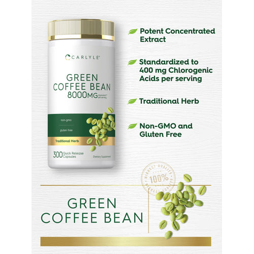 View 9 graphic stating Potent Concentrated Extract, Standardized to 400 mg Chlorogenic Acids per serving, Traditional Herb, Non-GMO and Gluten Free