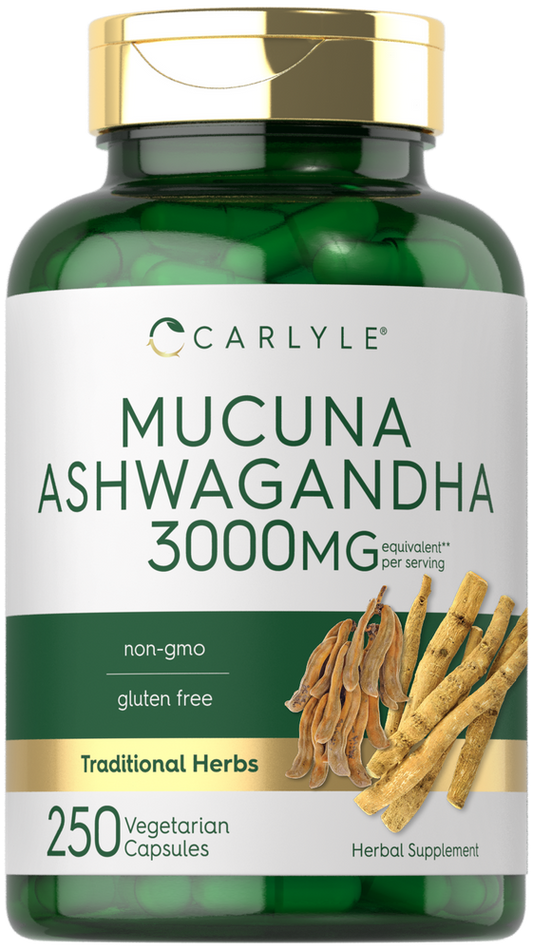 Mucuna con Ashwagandha 3000mg per porzione | 250 Capsule