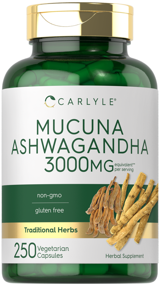 Mucuna com Ashwagandha 3000 mg por porção | 250 Cápsulas