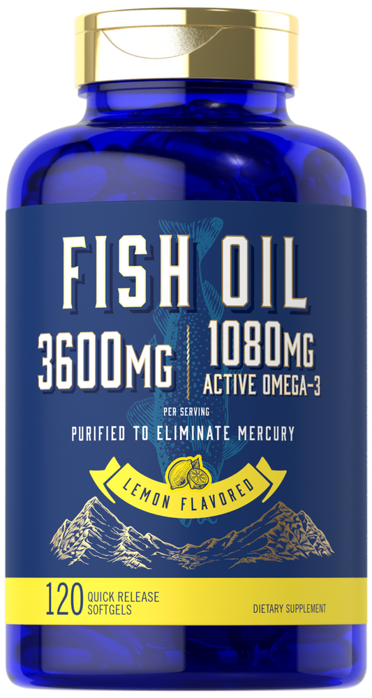 Olio di Pesce 3600mg con Omega-3 1080mg per porzione | 120 Softgel
