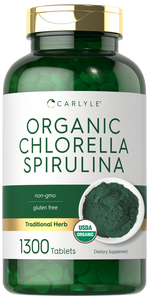 Organic Chlorella Spirulina | 1300 Tablets