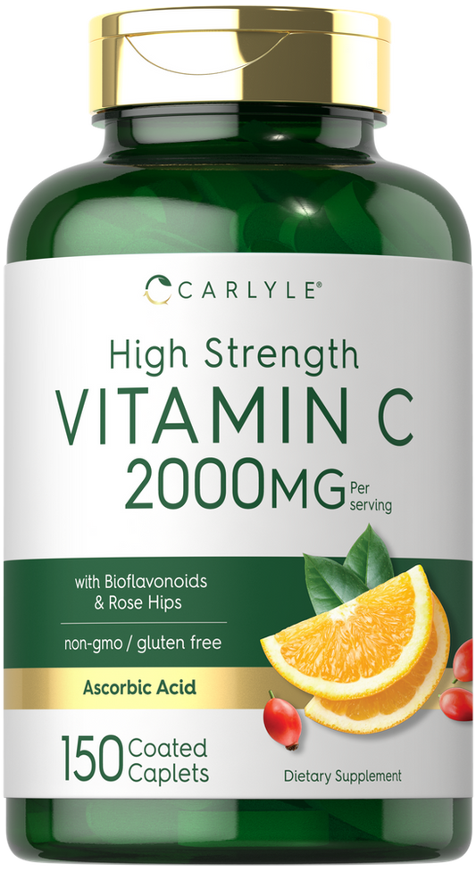 Vitamina C 2000mg por porção com Rose Hips & Bioflavonoides | 150 Comprimidos