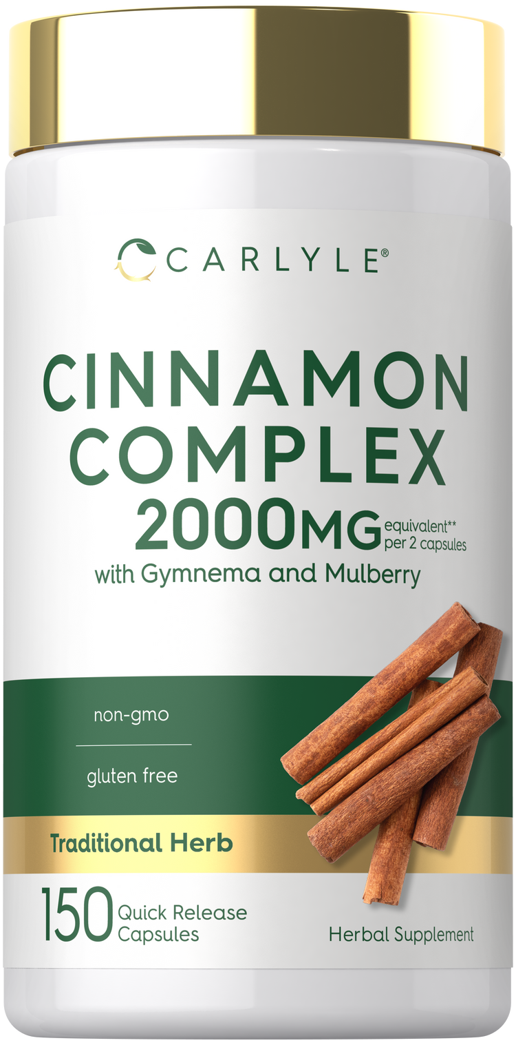Cinnamon Complex 2000MG per 2 capsules, includes Gymnema and Mulberry, 150 Quick Release Capsules.