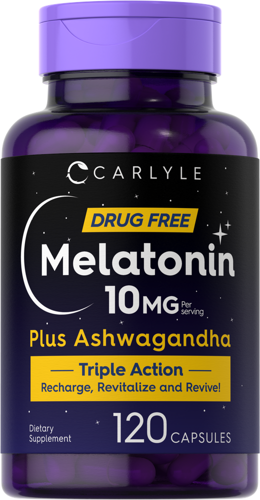 Melatonina 10mg por porción con Ashwagandha | 120 Cápsulas