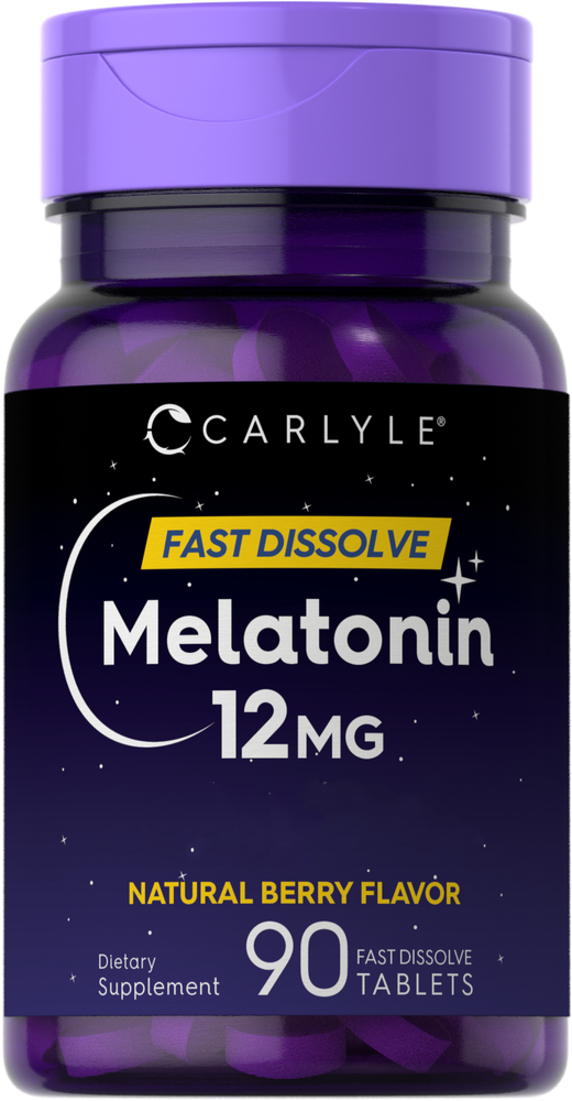 Melatonin 12 mg | Natural Berry Flavor | 90 Dissolvable Tablets