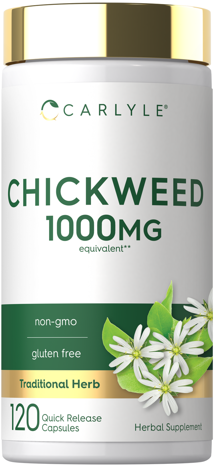 Carlyle Chickweed supplement, 1000mg, 120 capsules for quick release.
