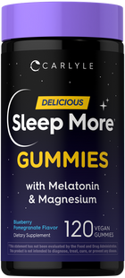 CL SleepMore 120 Vegan Gummies with Melatonin and Magnesium, Blueberry Pomegranate flavor, weighed on hand scale.
