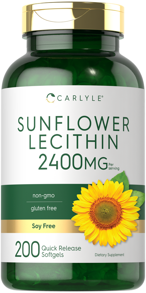 Lecitina de Girassol 2400mg por porção | 200 Cápsulas Gelatinosas