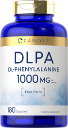 Hand holding Carlyle DL-Phenylalanine 1000 mg bottle with 180 capsules.