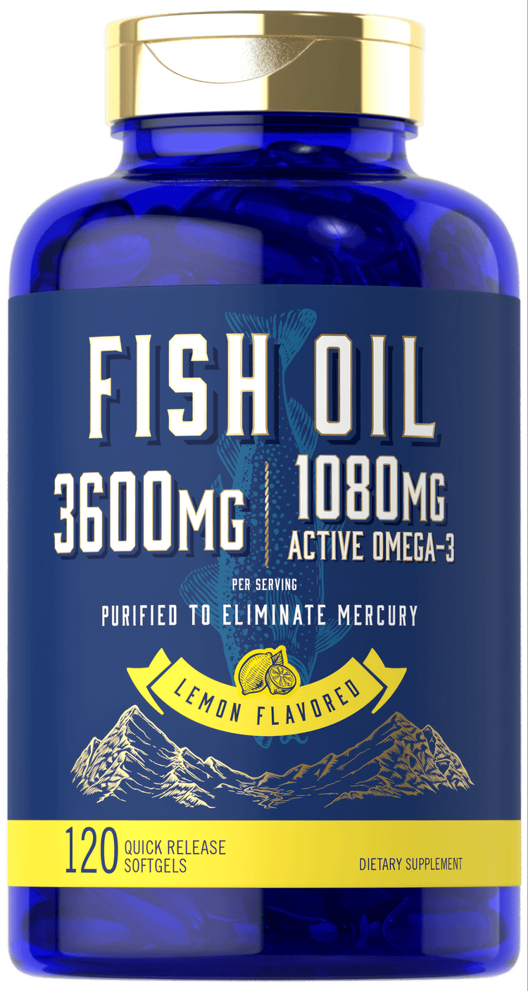 Aceite de Pescado 3600 mg con Omega-3 1080 mg por porción | 120 Cápsulas Blandas