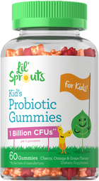 Lil' Sprouts Kid's Probiotic Gummies offer 1 Billion CFUs per 2 gummies in 60 cherry, orange, and grape flavors.