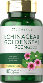 Bottle of Echinacea & Goldenseal, 900mg equivalent per serving, with 110 vegetarian capsules.