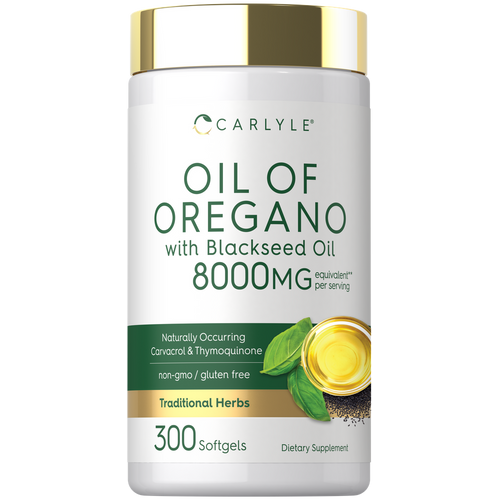 View 1 Aceite de Orégano con Aceite de Semilla Negra | 300 Cápsulas Blandas