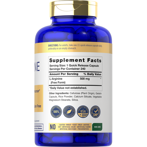 View 2 L-Arginine 500mg | 240 Capsules