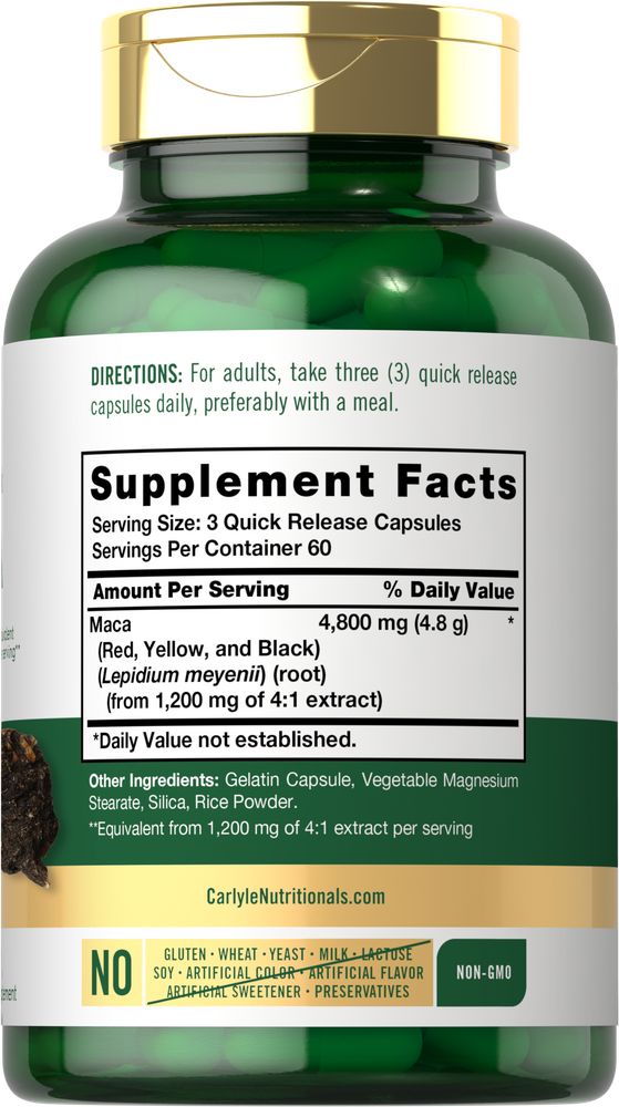 Racine de Maca 4800 mg par portion | 180 Capsules