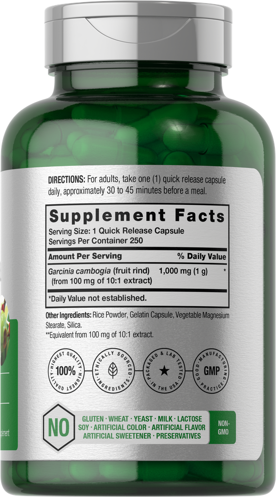 Garcinia Cambogia Pills 1000mg | 250 Capsules