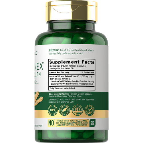 View 2 Extrato de Pólen de Flor Graminex 1000 mg por porção | 60 Cápsulas