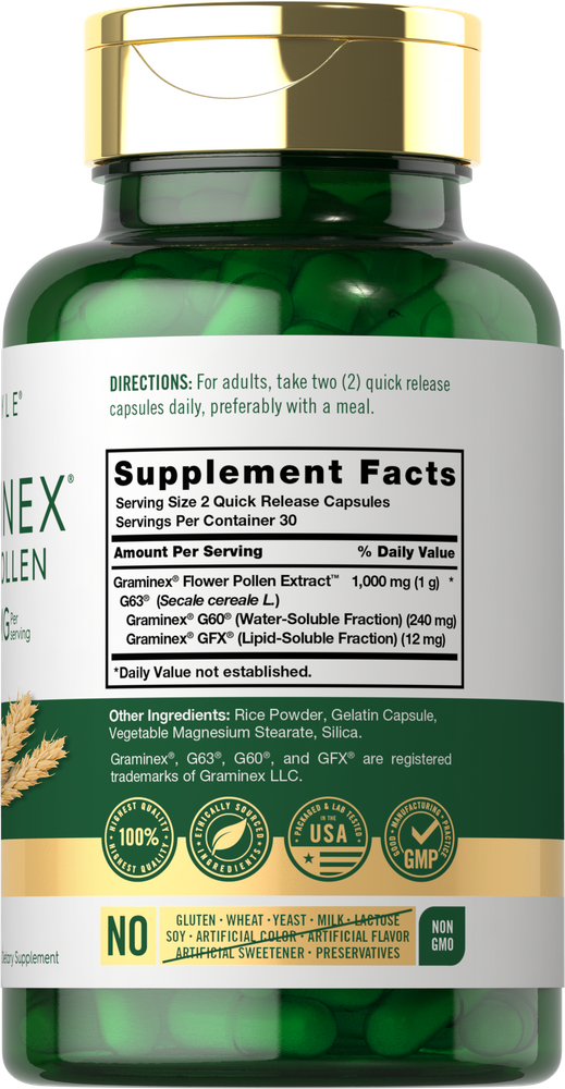 Graminex Blütenpollenextrakt 1000 mg pro Portion | 60 Kapseln