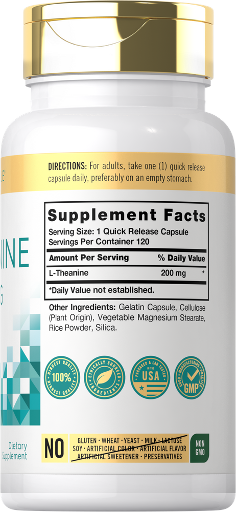 Best Naturals L-Theanine 200 Mg – 2 Pack, 240 Tablets, Made In USA