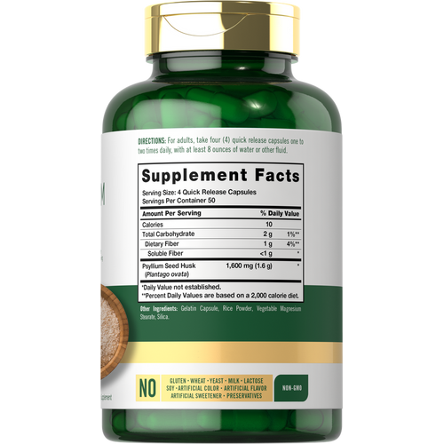 View 2 Cáscara de Psyllium 1600mg por porção | 200 Cápsulas