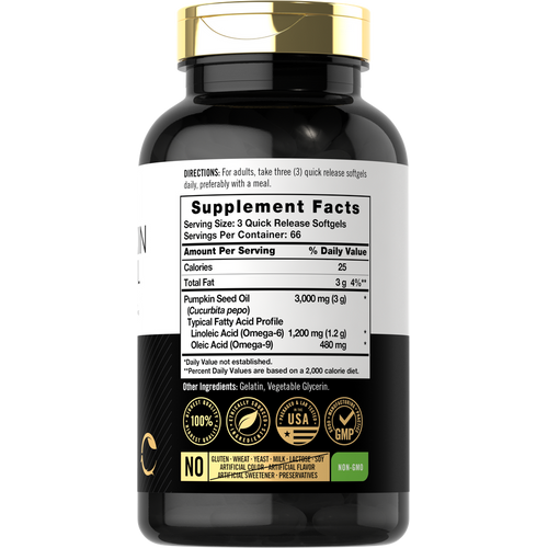 View 2 Pumpkin Seed Oil Cold Pressed 3000mg per serving | 200 Softgels