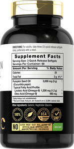 Pumpkin Seed Oil Cold Pressed 3000mg | 200 Softgels