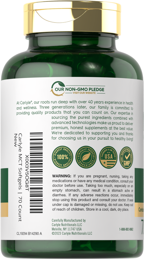 MCT Oil 3600mg per serving | 70 Softgels