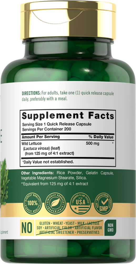 Wild Lettuce Extrakt 500mg | 200 Kapseln