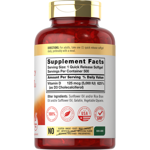View 2 Vitamin D-3 5000IU | 500 Softgels