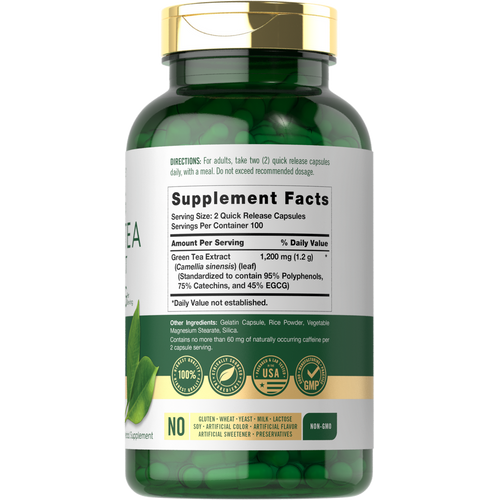 View 2 Estratto di Tè Verde EGCG 1200mg per porzione | 200 Capsule