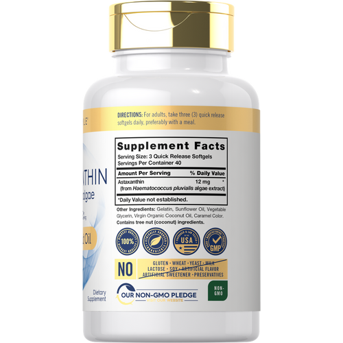 View 2 Astaxanthin 12mg per serving with Coconut Oil | 120 Softgels