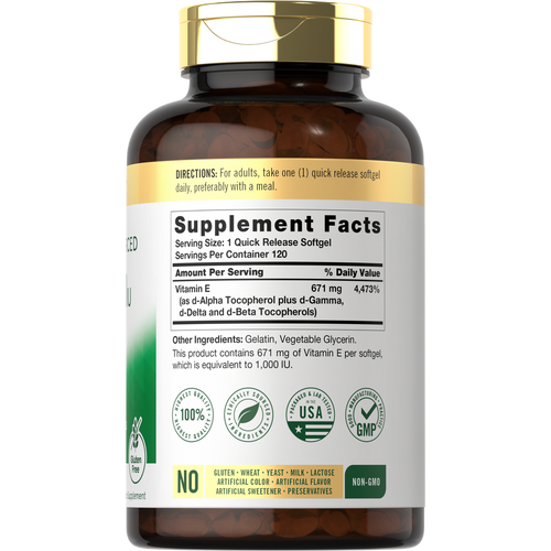 View 2 Vitamina E más Tocopheroles Mixtos 1000 UI | 120 Cápsulas Blandas