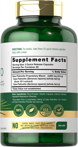 Saw Palmetto Extract 3600mg | 250 Capsules