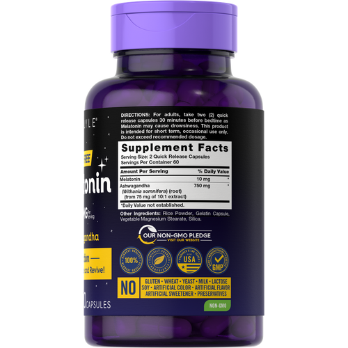 View 2 Melatonin 10mg pro Portion mit Ashwagandha | 120 Kapseln