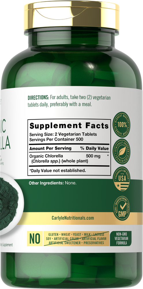 Chlorella 500mg por porción | 1000 Tabletas