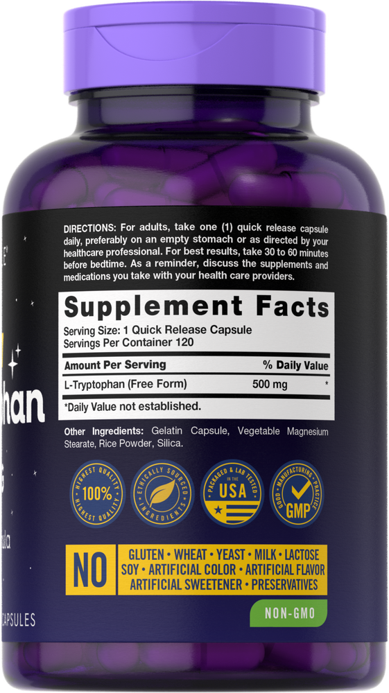 L-Tryptophan 500mg | 120 Capsules