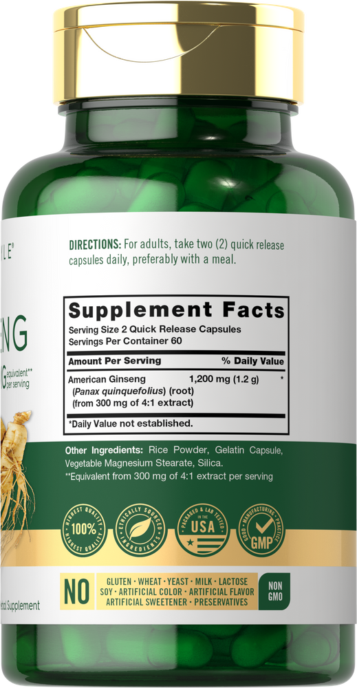 Ginseng 1200mg por porção | 120 Cápsulas