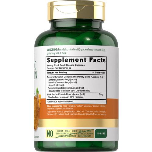 View 2 Turmeric Curcumin with Black Pepper | 180 Capsules