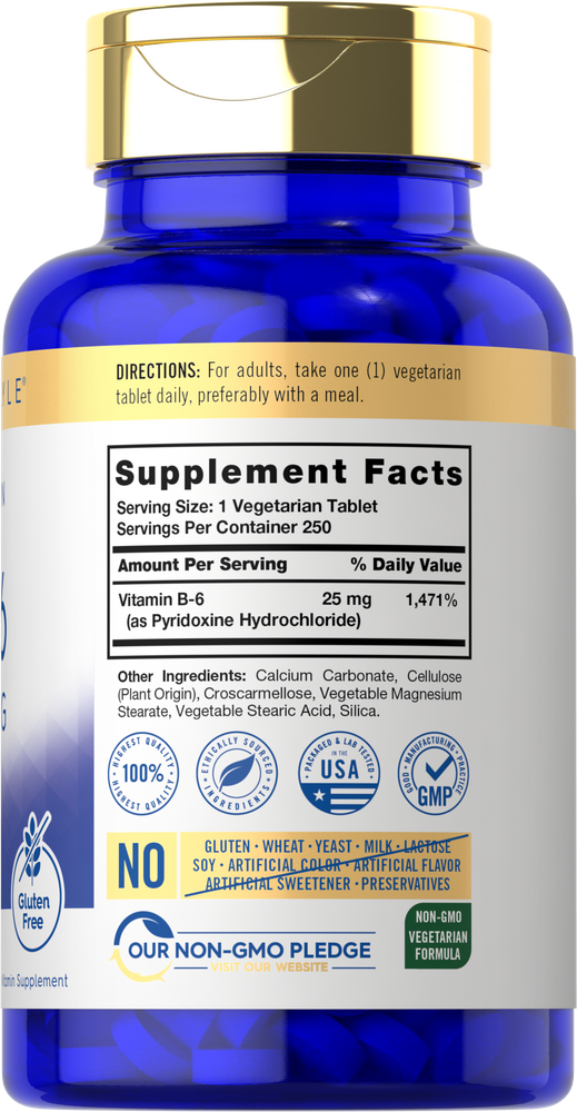 Vitamin B-6 25mg | 250 Tablets