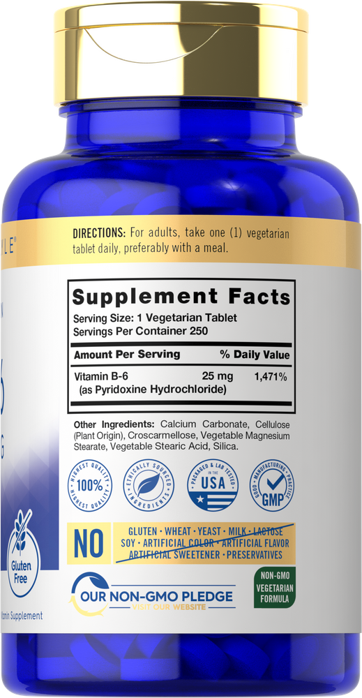 Vitamina B-6 25mg | 250 Comprimidos