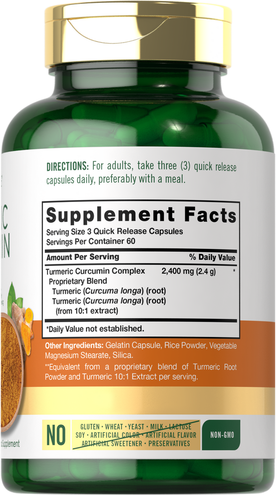 Turmeric Curcumin 2400mg | 180 Capsules