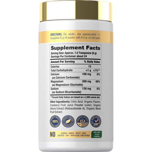 View 2 Supplement Facts panel for CL Calm Magnesium Glycinate 5oz powder, detailing nutritional information and ingredients.
