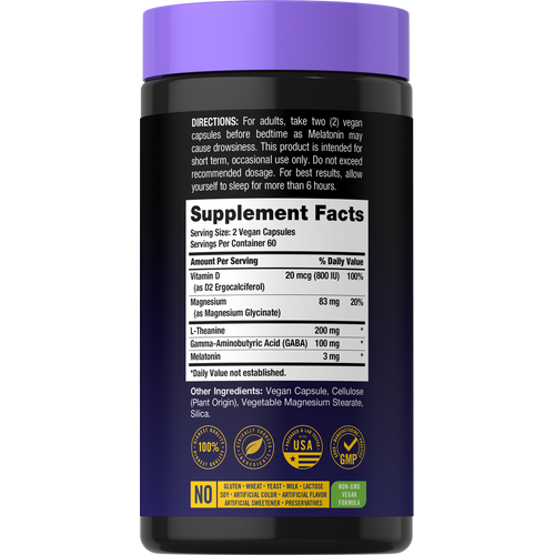View 2 Supplement Facts panel showing details for Melatonin Mag Gly 5 in 1.