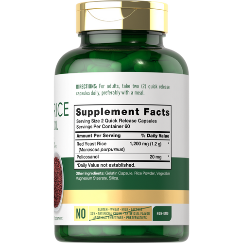 View 2 Red Yeast Rice with Policosanol 1220mg per serving | 120 Capsules