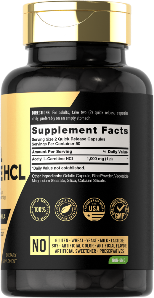 Acetyl L-Carnitine HCL 1000mg per serving | 100 Capsules Acetyl L-Carnitine HCL 1000mg per serving | 100 Capsules